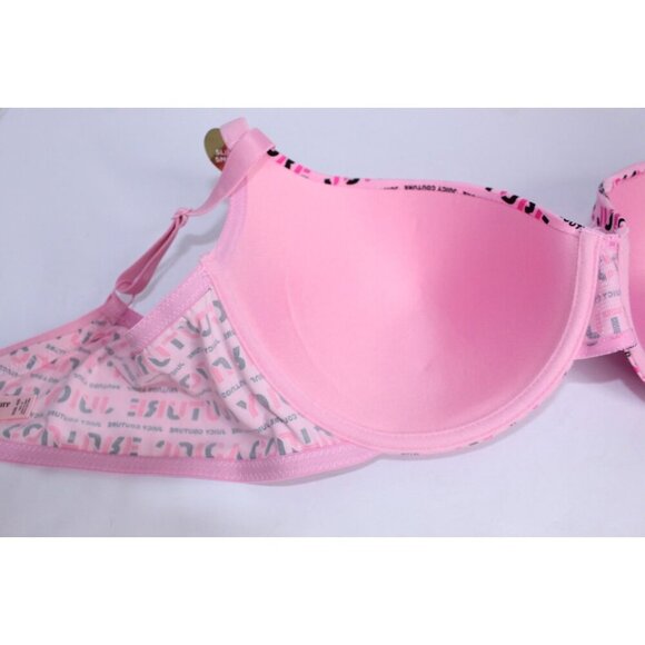 Juicy Couture Bra 42D Pink Black Log Up Lightly Padded Wired Medallion Logo NWT - Picture 10 of 15